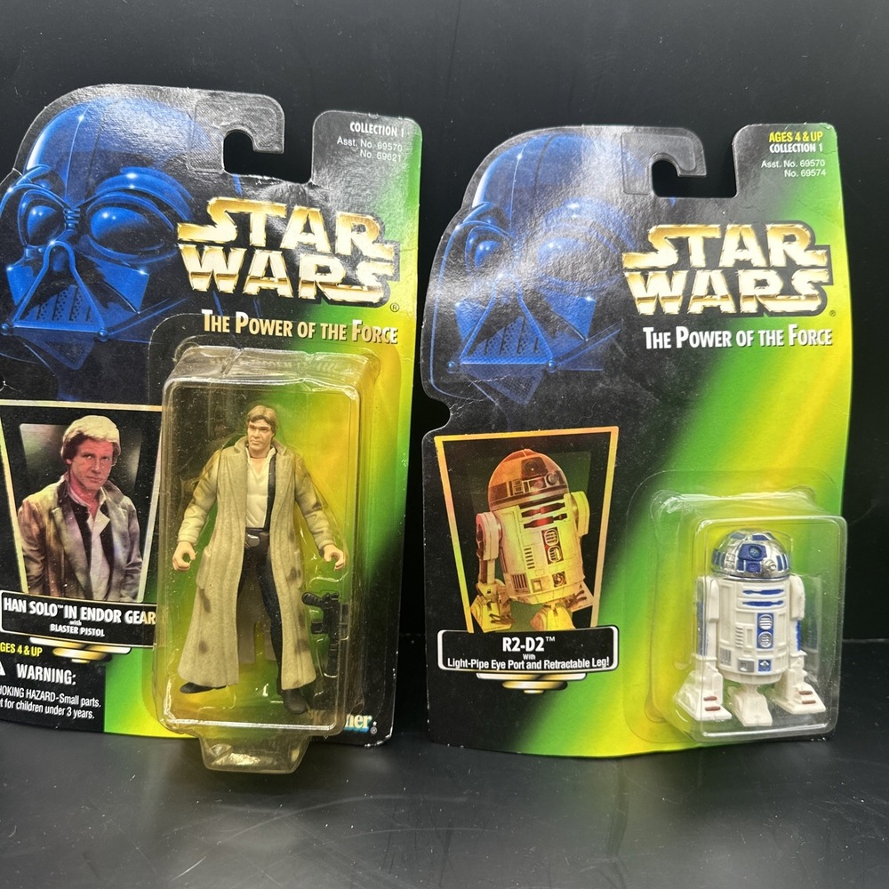 Star Wars Power of the Force Han Solo Endor Gear & R2-D2 MOC Kenner Lot 2‎
